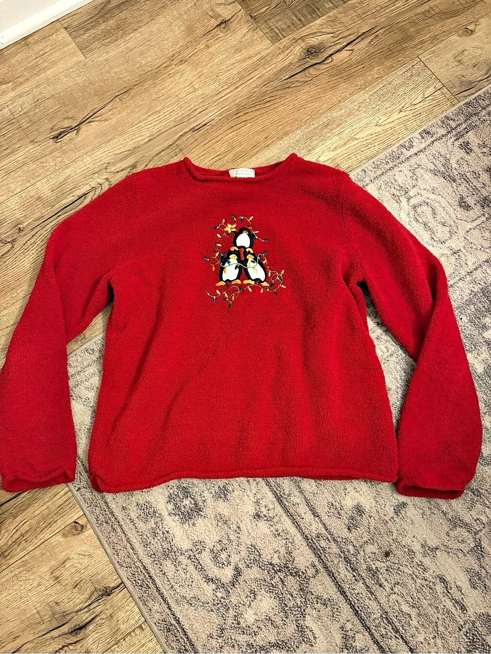 Christopher & Banks Penguin Embroidered Crewneck Sweater Size Medium